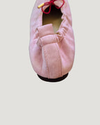 ribbon faux suede flat shoes