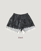 fake leather lace point short pants