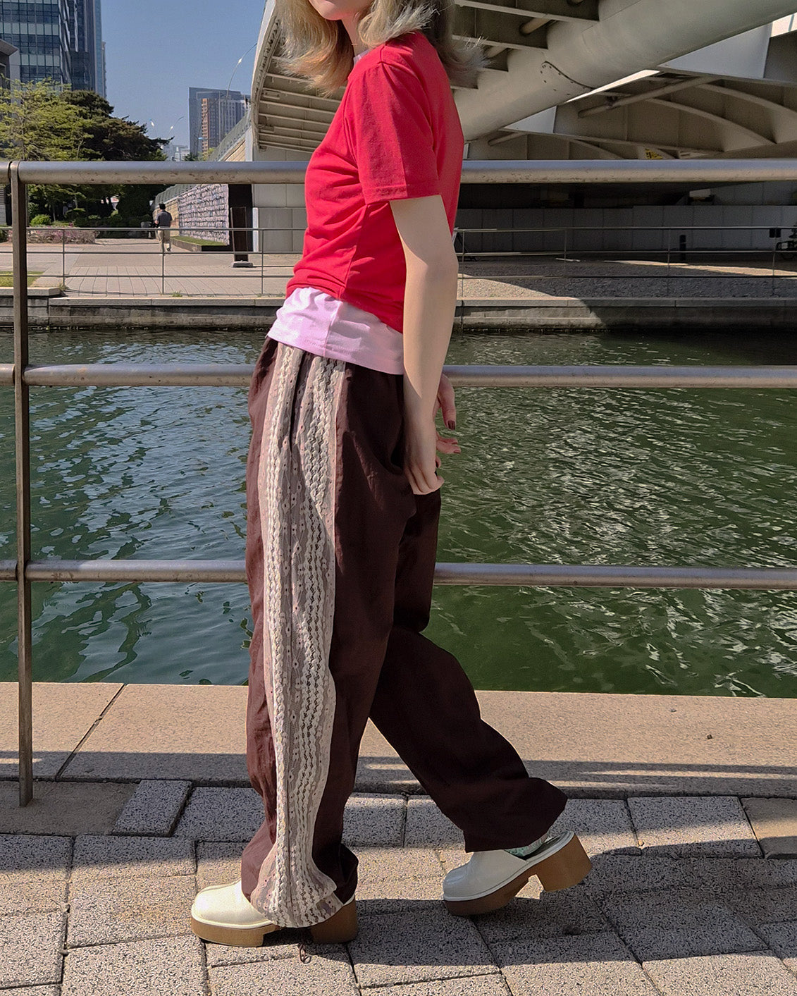 lace line nylon pants