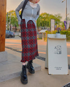 dot check frill middle skirt