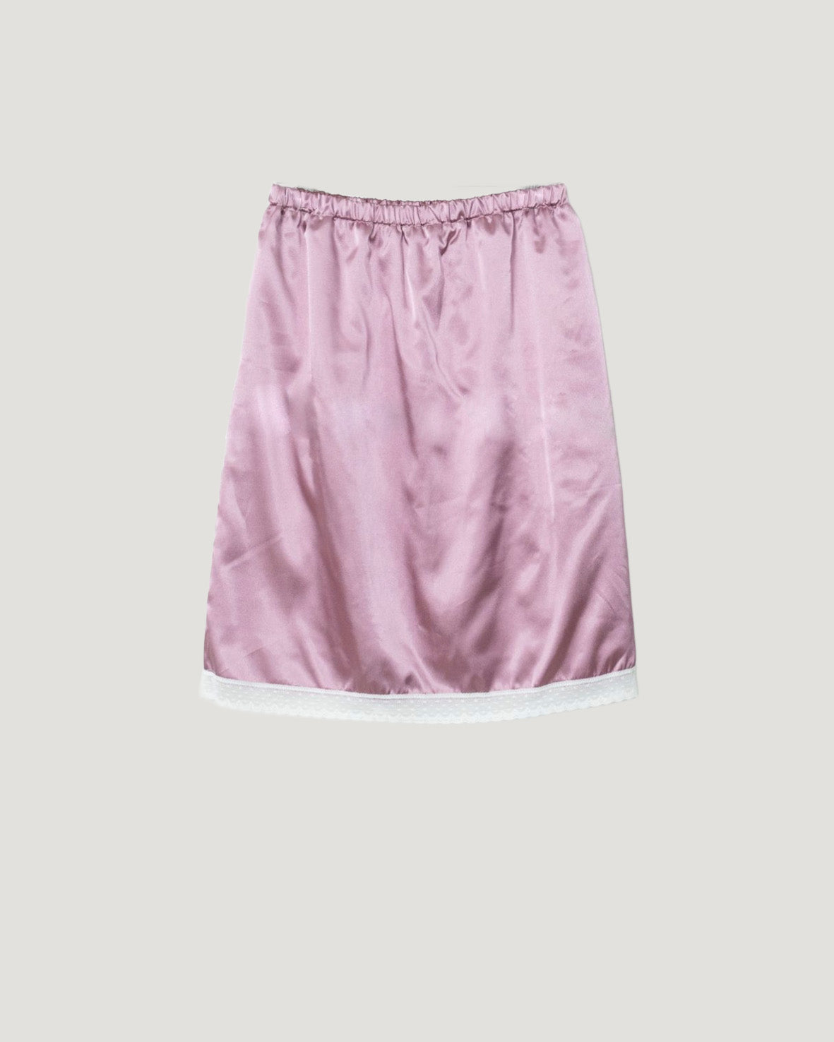 satin lace point midi skirt