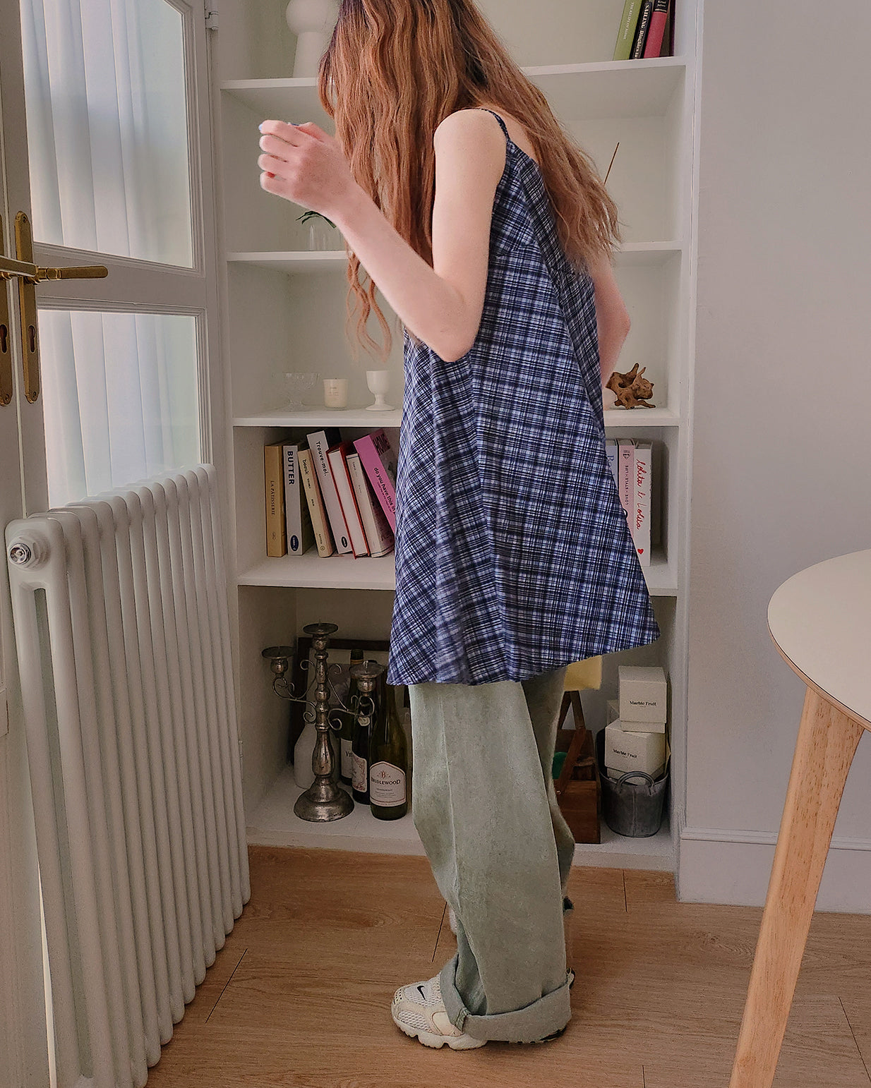 check camisole mini dress