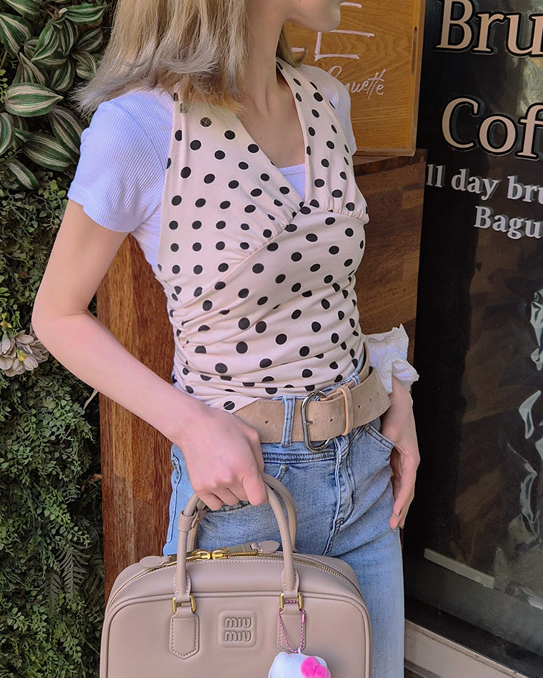 polka dot halter neck bustier