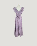 rose pattern frill long dress