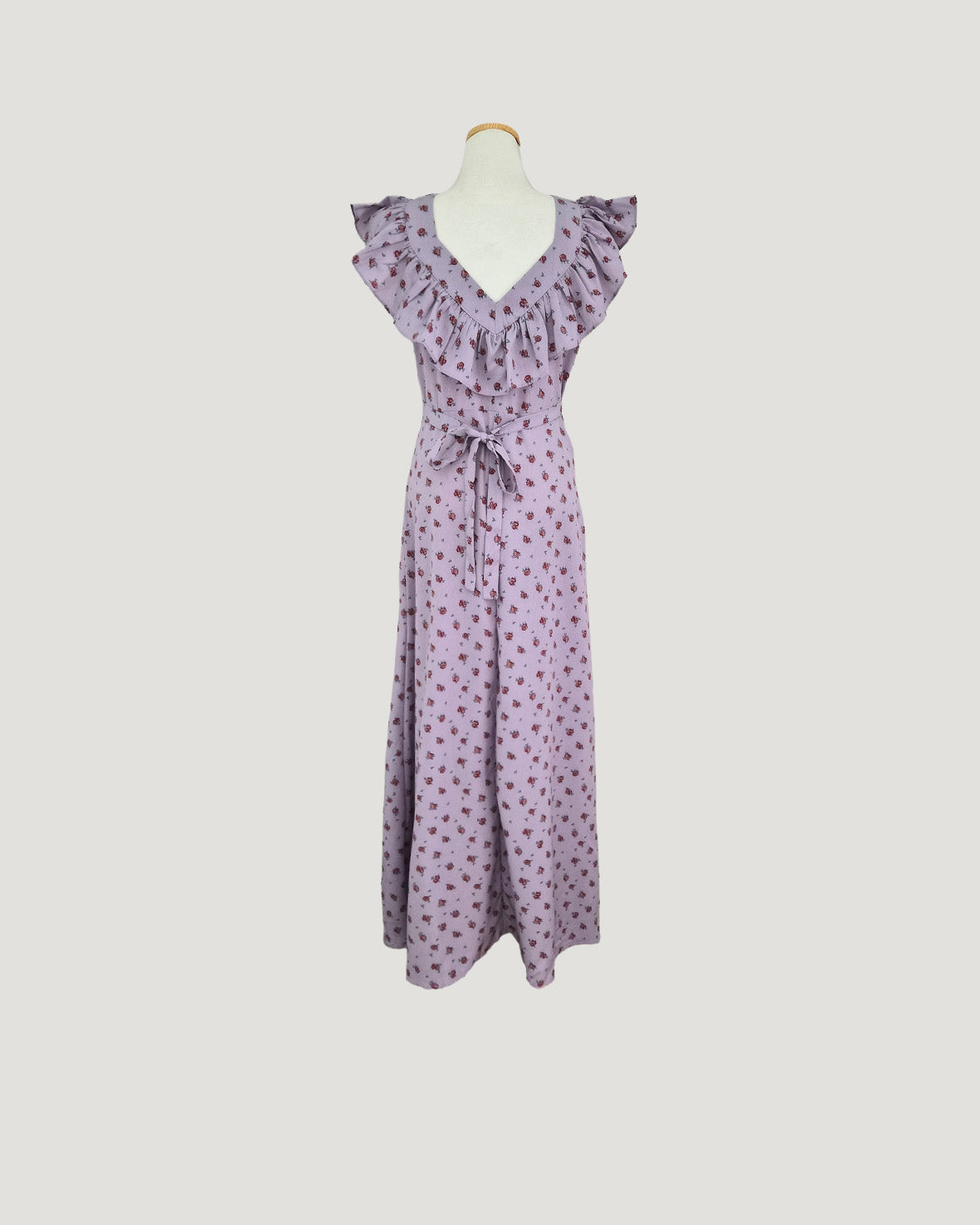 rose pattern frill long dress