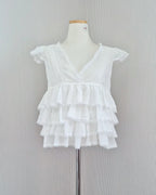 V neck tiered chiffon sleeveless  blouse