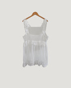sheer lace frill mini dress