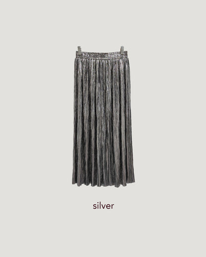 metallic accordion pleated skirt