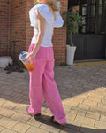 pigment color straight wide cotton pants