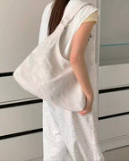 stitch pattern faux leather shoulder bag