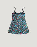 retro flower piping mini dress