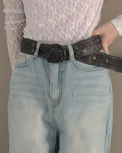 faux leather rose belt