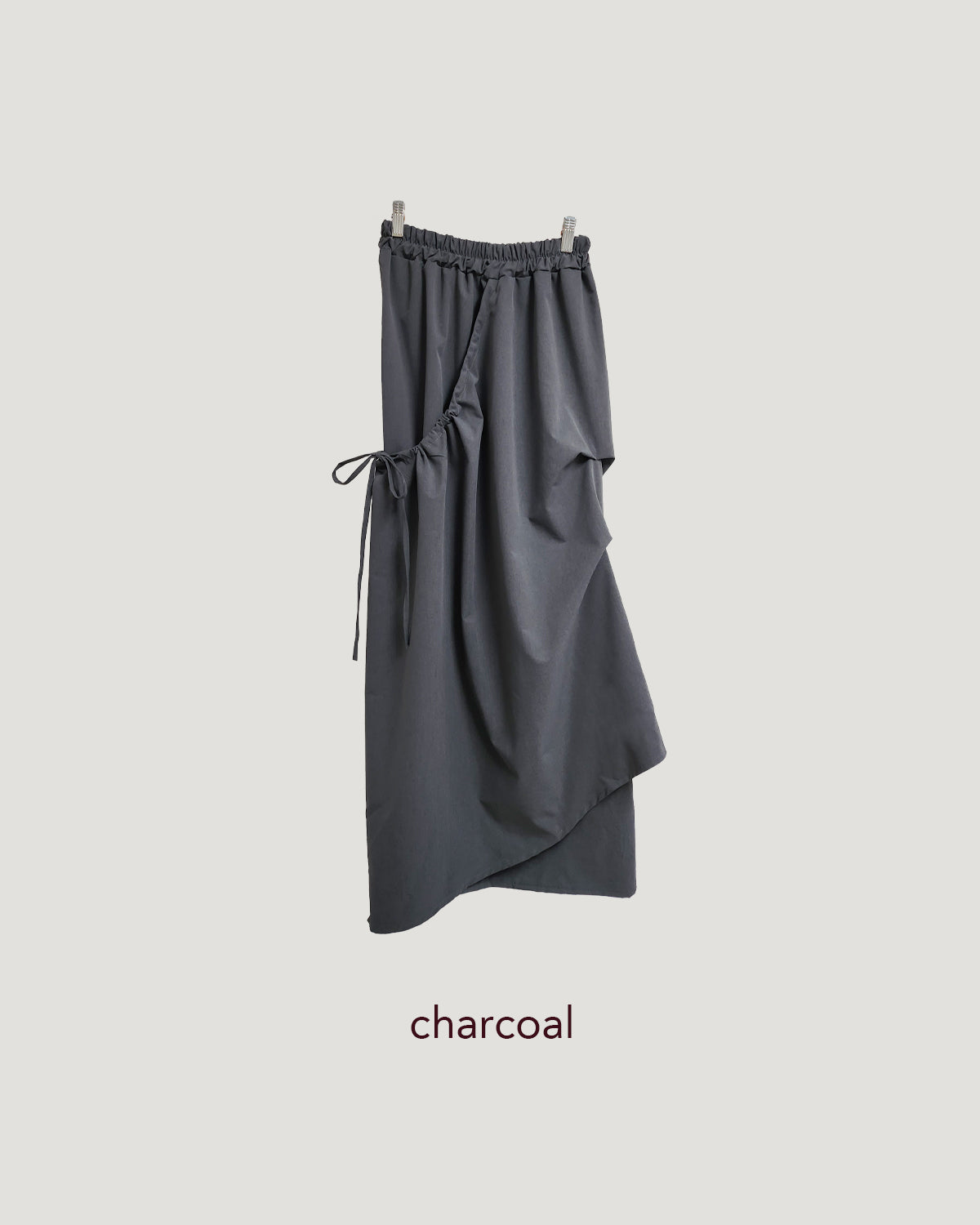 unbalanced shirring ribbon skirt