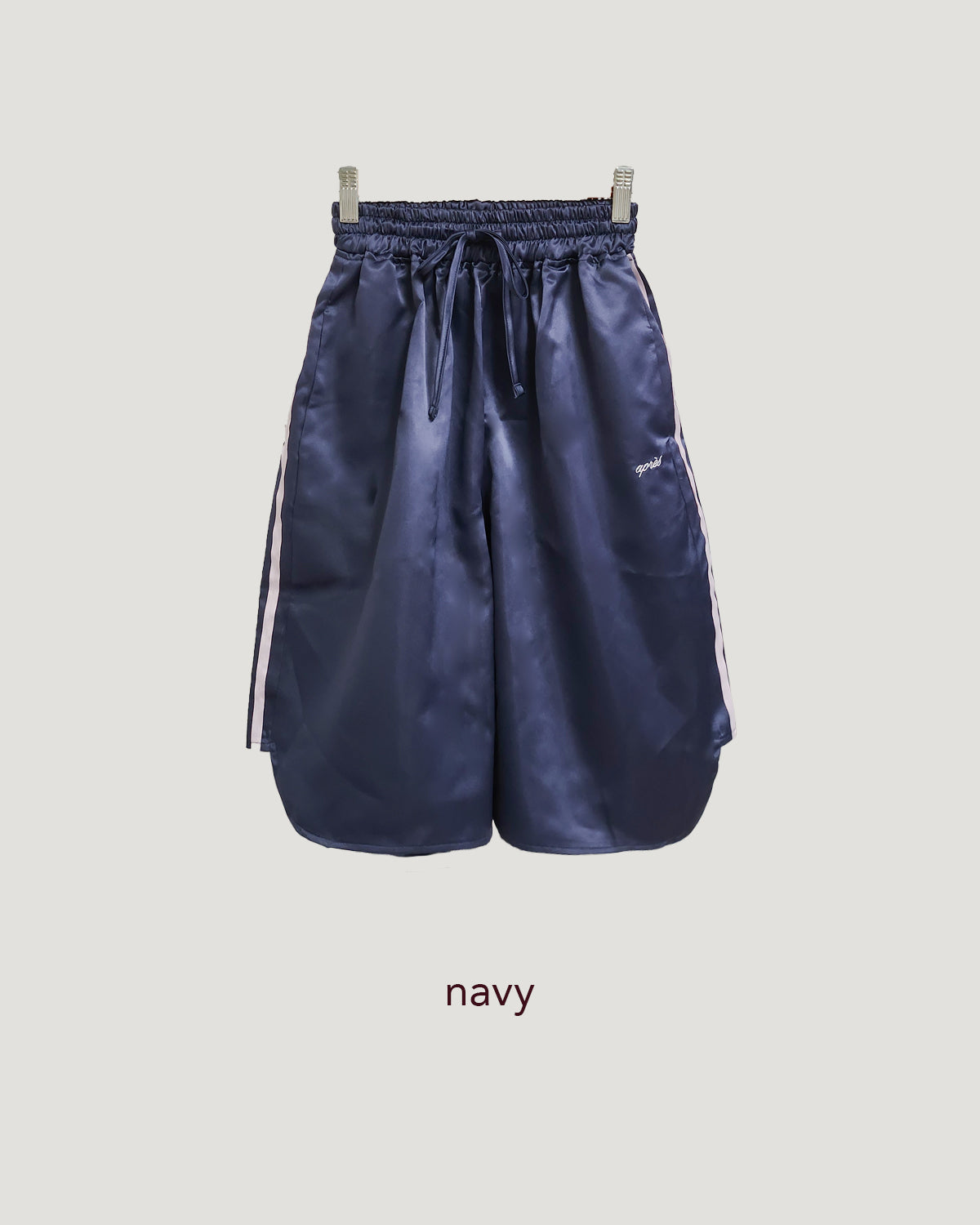 track satin bermuda pants