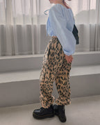 leopard sweat jogger pants