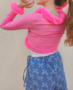 fur ribbon cardigan