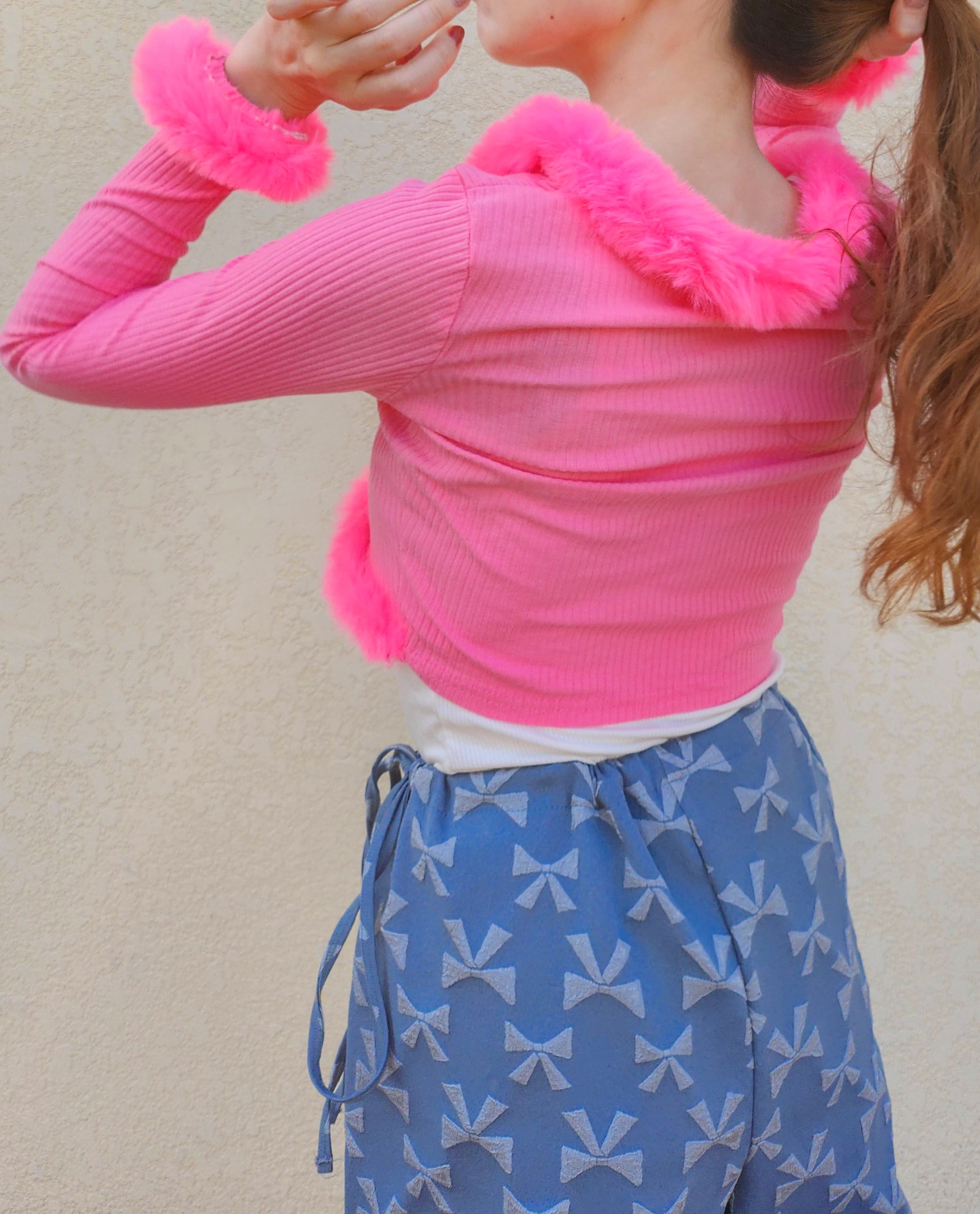 fur ribbon cardigan
