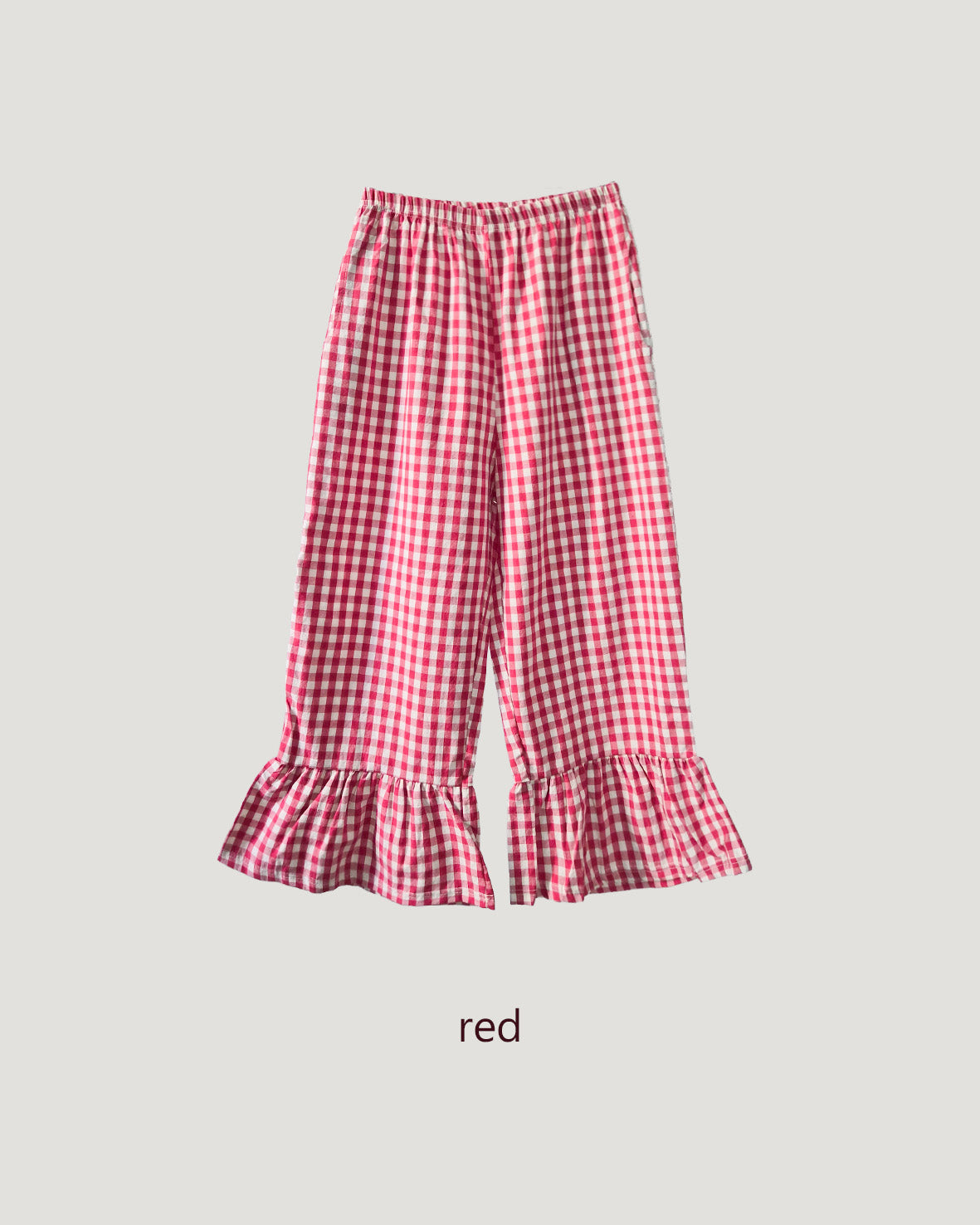 gingham check hem frill pants