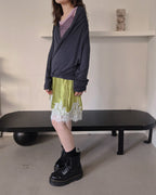 wrap drape neck long sleeve top