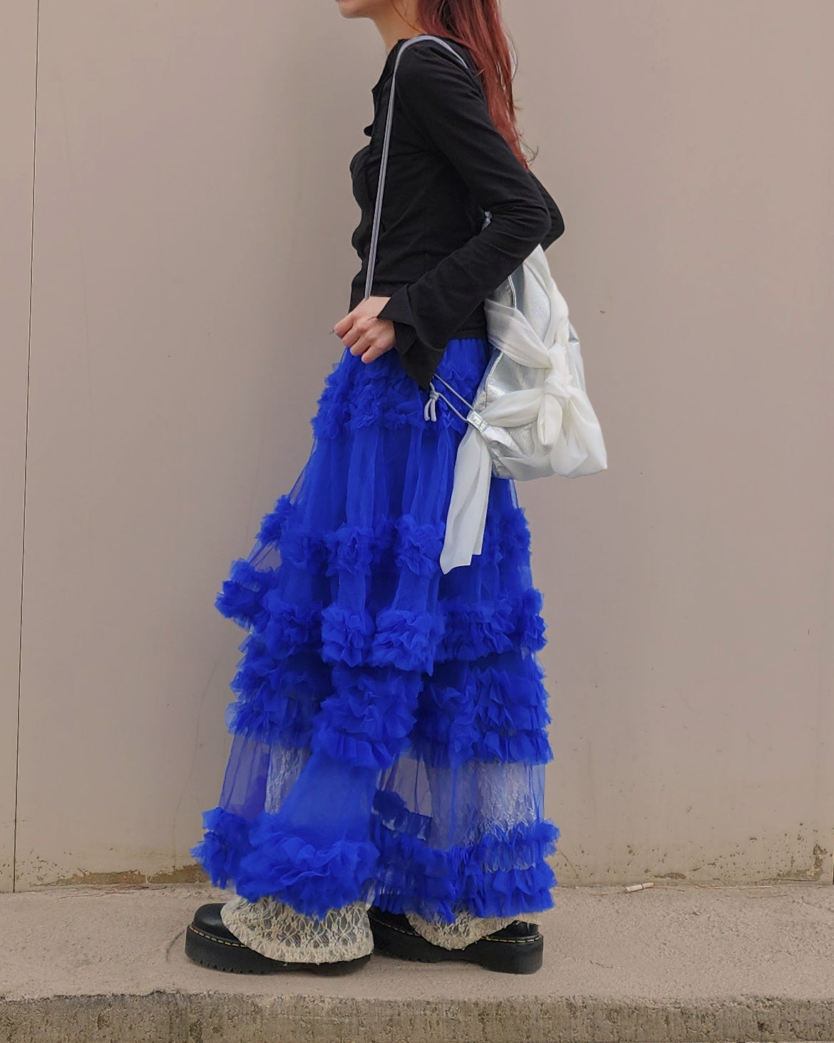 tiered volume frill tulle skirt