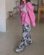 blurred rose long skirt