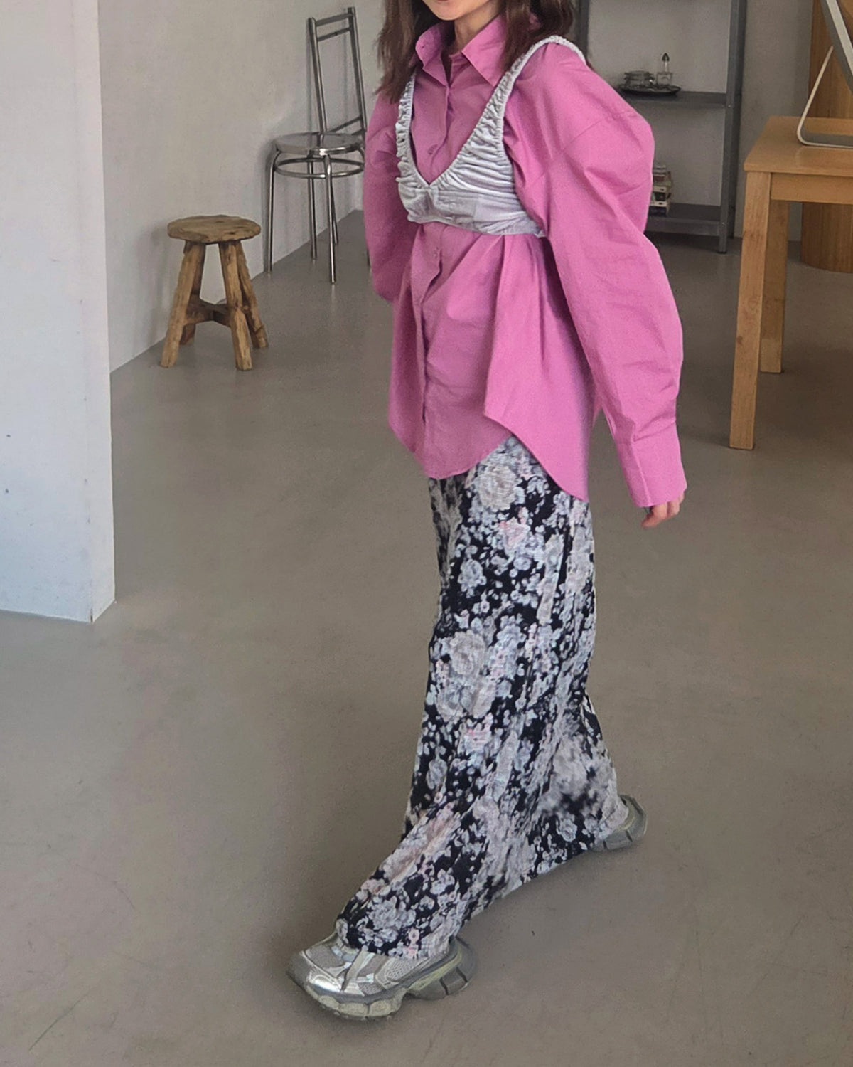 blurred rose long skirt