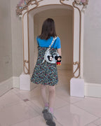 retro flower piping mini dress