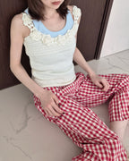 flower motif knit camisole