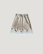 satin hem lace mini skirt