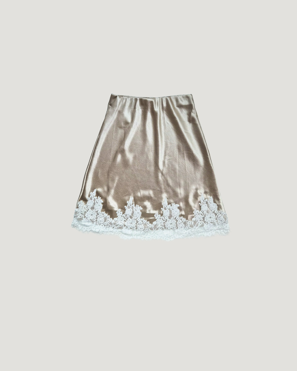 satin hem lace mini skirt