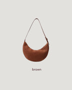 faux suede half moon bag