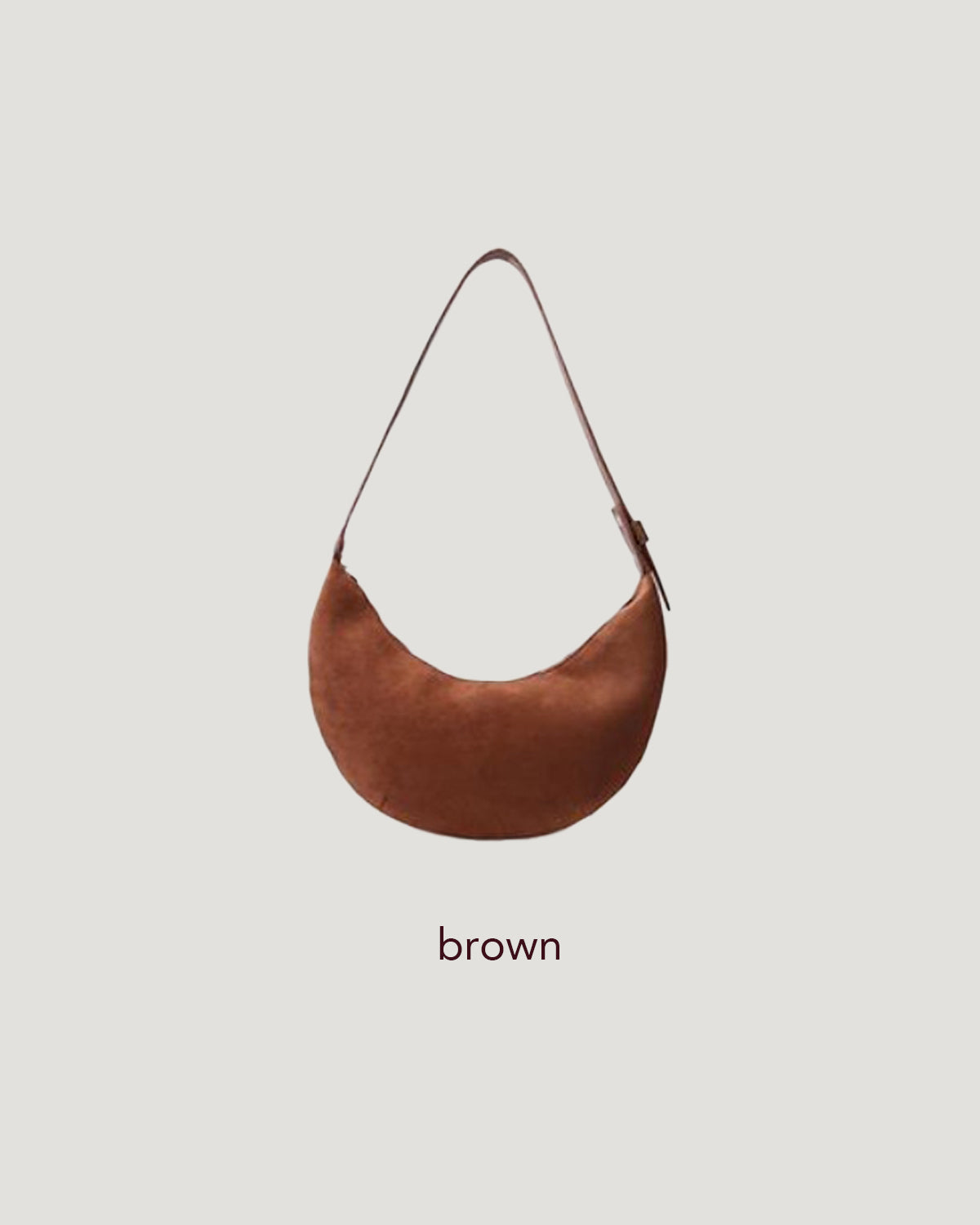 faux suede half moon bag