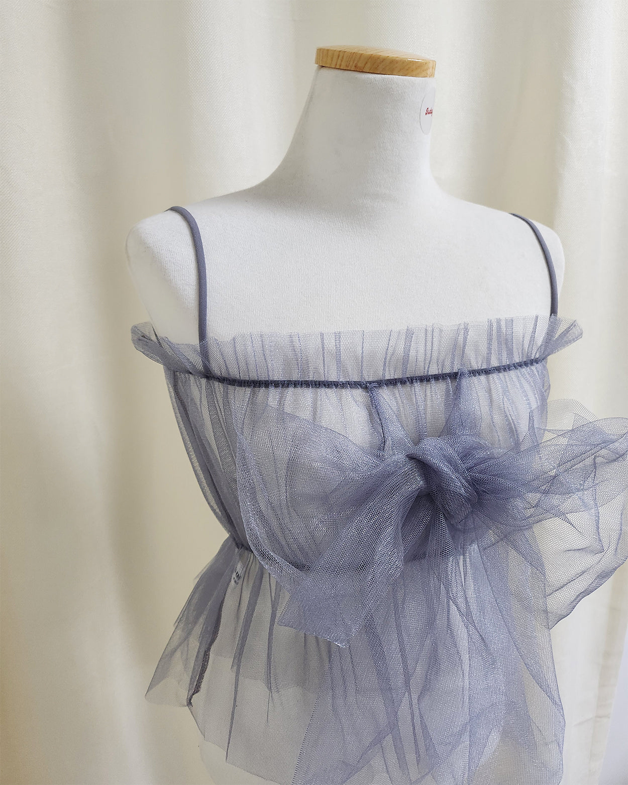 tulle sheer ribbon bustier