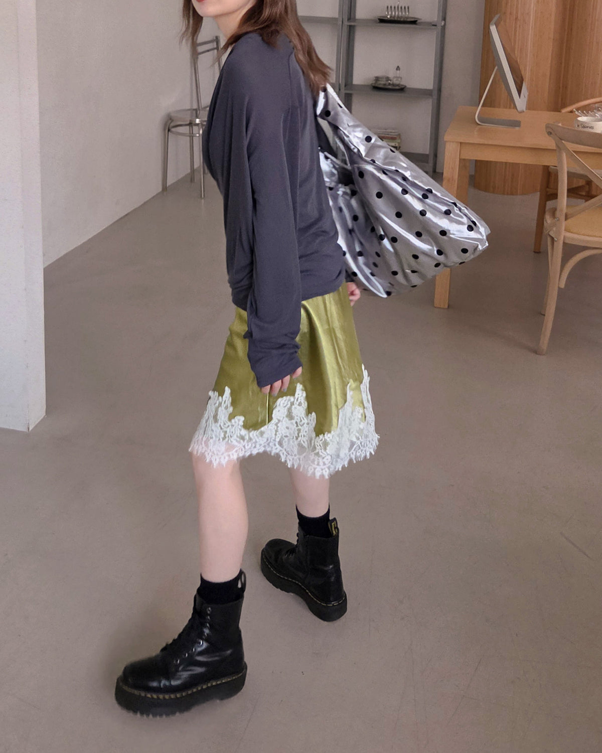 dot metallic tote bag