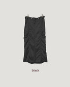 satin shirring cargo skirt
