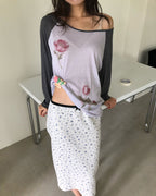 flower raglan sleeve T