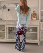 short puff sleeve frill knit cardigan