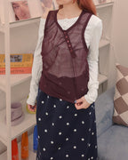 henry neck sheer sleeve less top