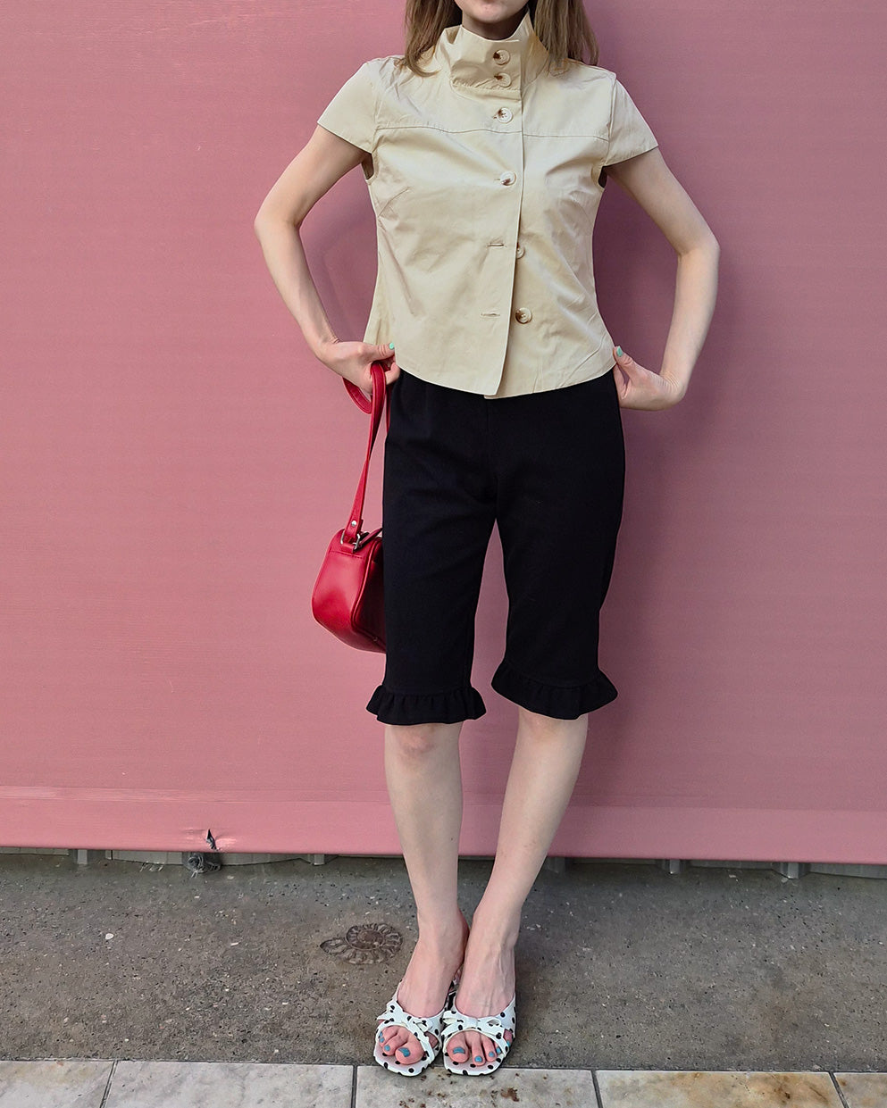 stand collar button point shirt