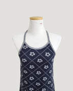 flower halter neck knit mini dress