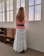 gingham check lace point camisole blouse