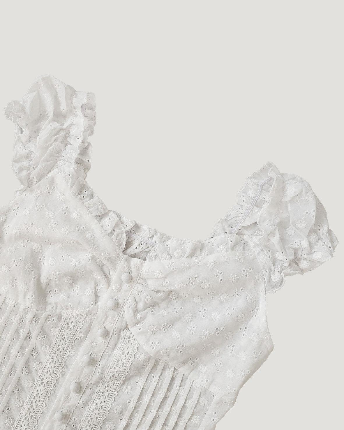 cotton lace frill sleeve less blouse