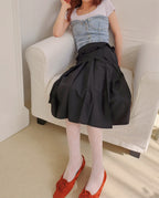 waist frill pleats middle skirt