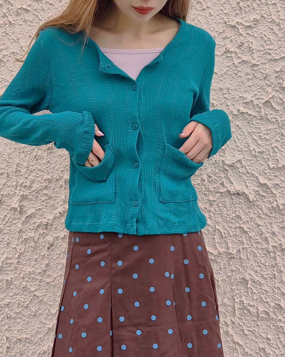 pocket point round neck cardigan