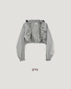 shirring bolero hood nylon blouson