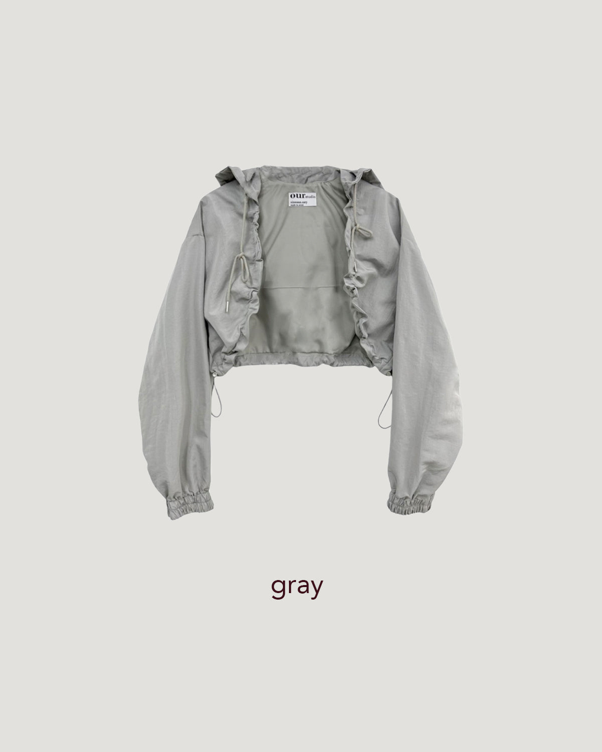 shirring bolero hood nylon blouson