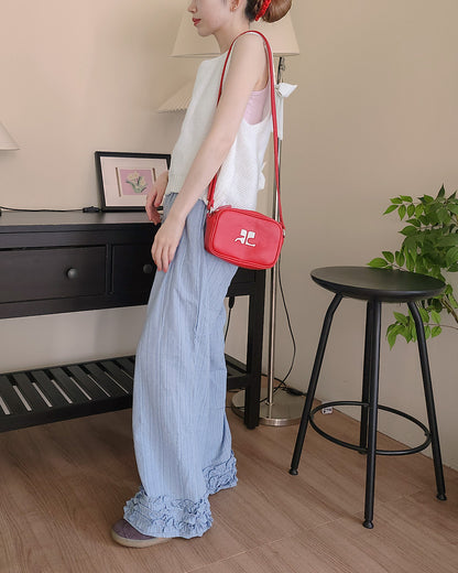 stripe hem frill pants