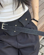 faux suede pocket wide belt