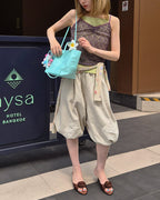 sweat nylon switch balloon half pants