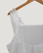 sheer lace frill mini dress